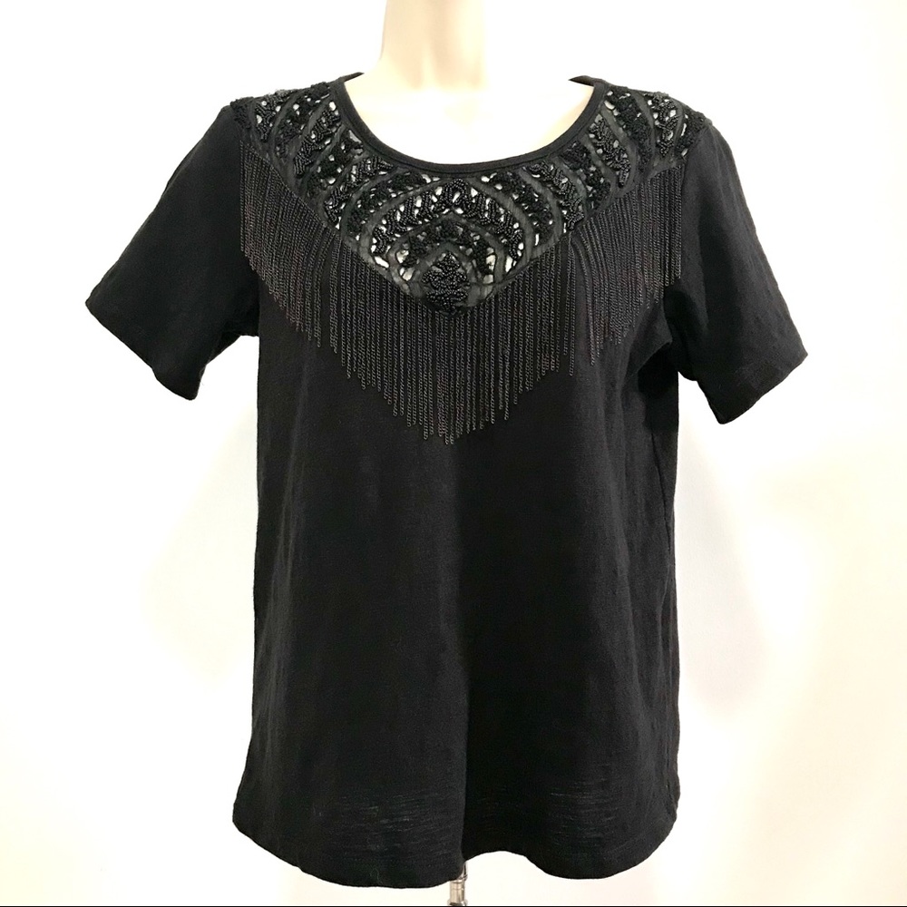 Topshop T-shirt Beaded Embellishment + Chain Links